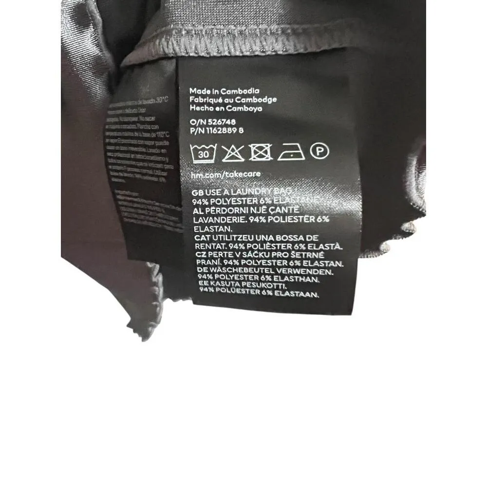 H & M LACE-TRIMMED CAMISOLE TOP Womens Size Medium Cami Y2k Dark Grey - Image 8