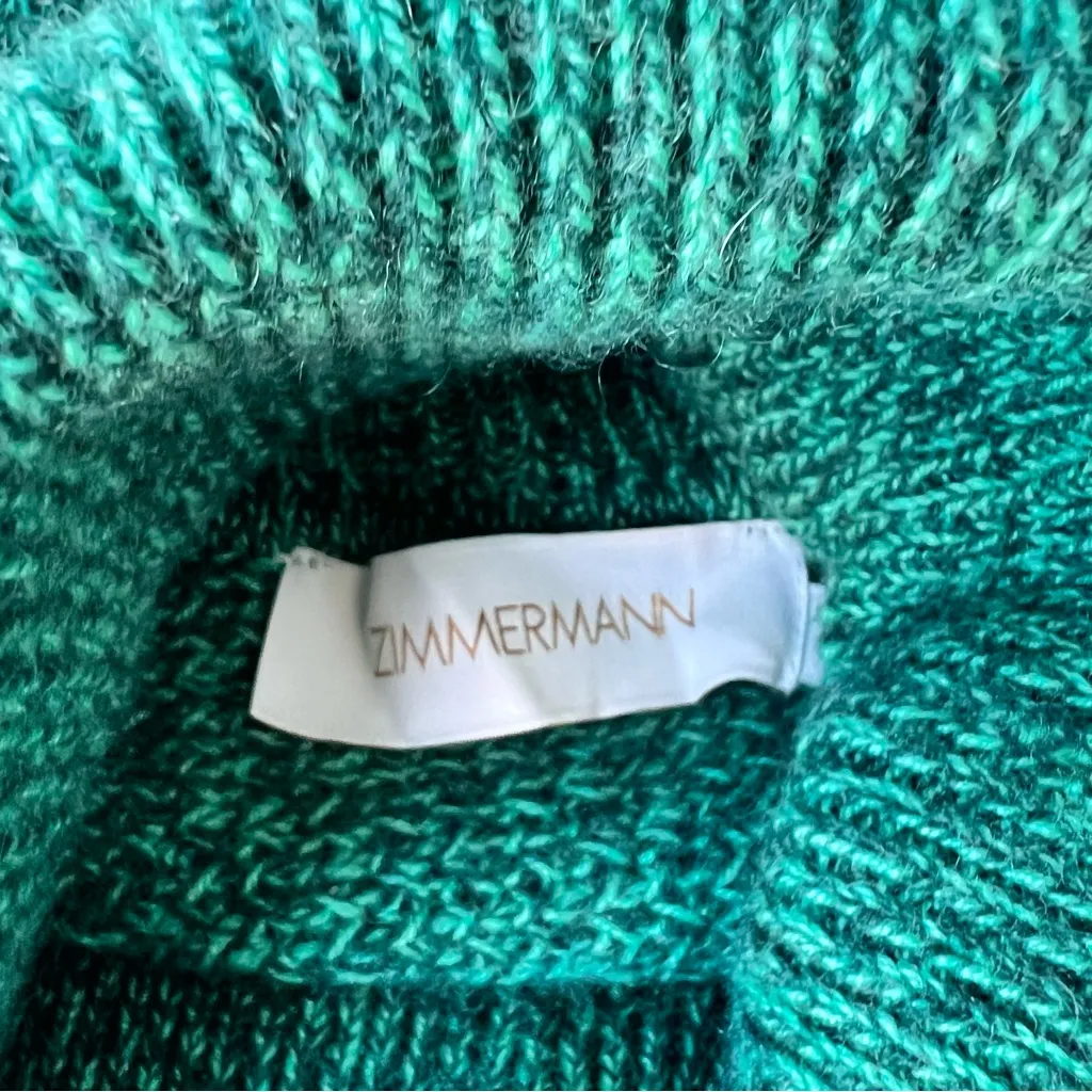 Zimmemann Celestian Tassel Trim Cashmere And Merino Wool Sweater In Green - Image 7