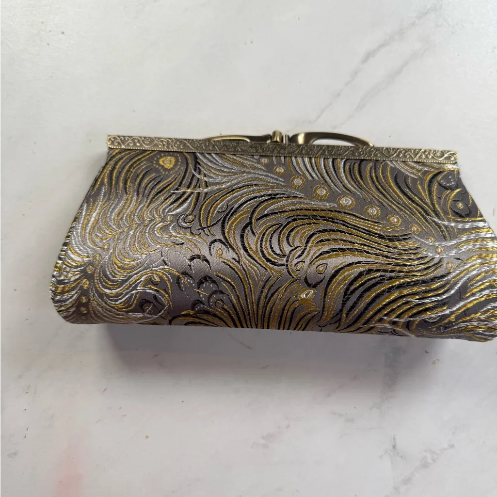 Metallic Brocade Frame Clutch Evening Bag - Image 3