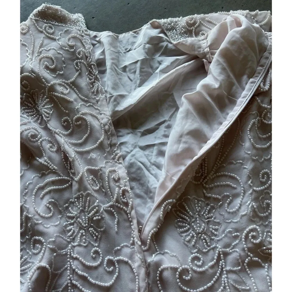 Vintage Draper’s & Damon’s Beaded Sparkly Women’s Top Sz 20 Pink Cream - Image 8