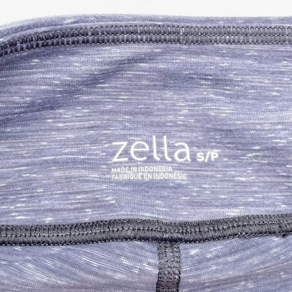 Zella Mesh Insert Capri Leggings Heathered Steel Blue Yoga Women's Size Small - Image 3