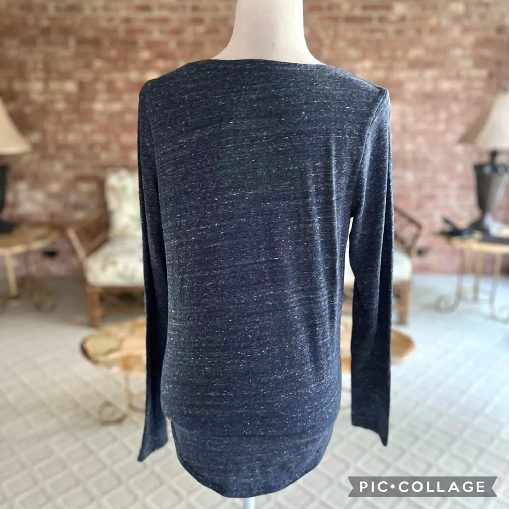 Sonoma Everyday Top Blue Heathered Tee Shirt S Casual Work Long Sleeve V-Neck - Image 5
