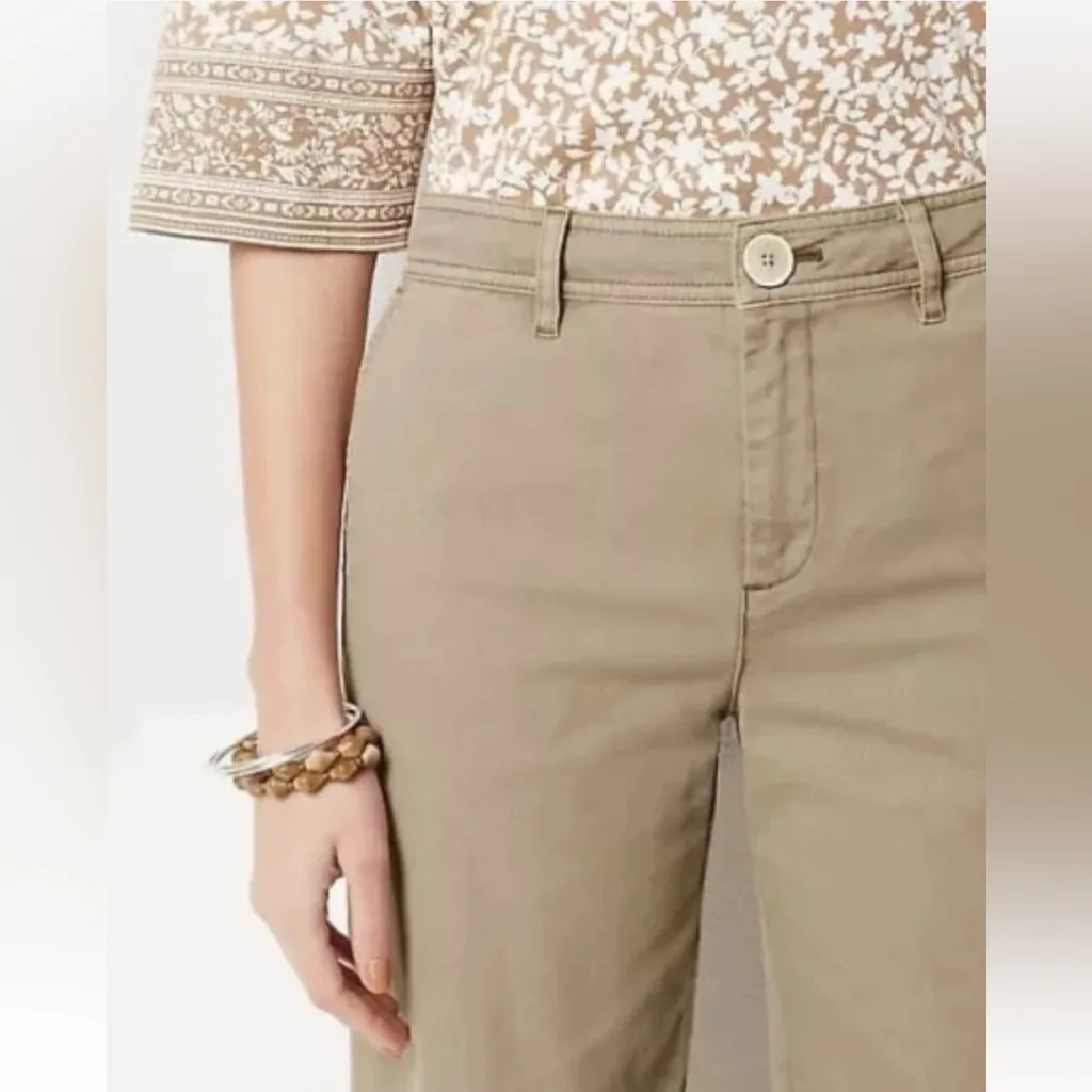 Jill Women's Cotton Canvas Crop Pants Wide Leg Light Brown Sugar Casual size 14 Tan - Image 8