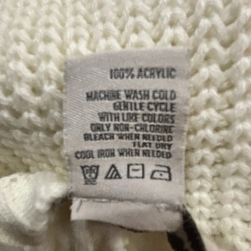 American Rag Cie White Cable Knit Sweater Dress S Fringe Sleeves Open Back - Image 6