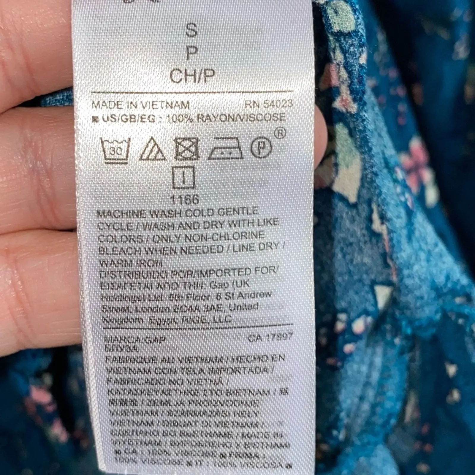 Gap Floral Peasant Blouse Size Small Blue Boho Ruffle Hem Top - Image 6