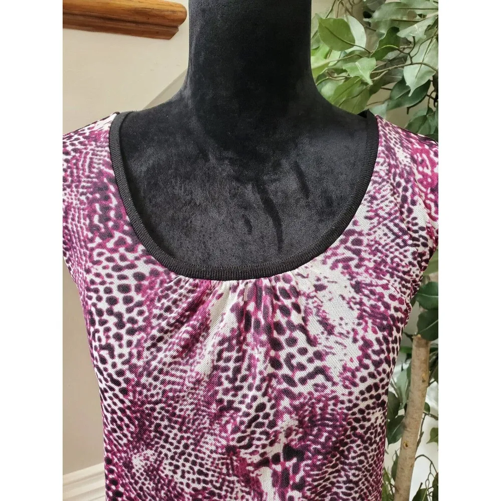 Dana Buchman Womens Purple Leopard 100% Nylon Round Neck Top Blouse Size 3X - Image 4