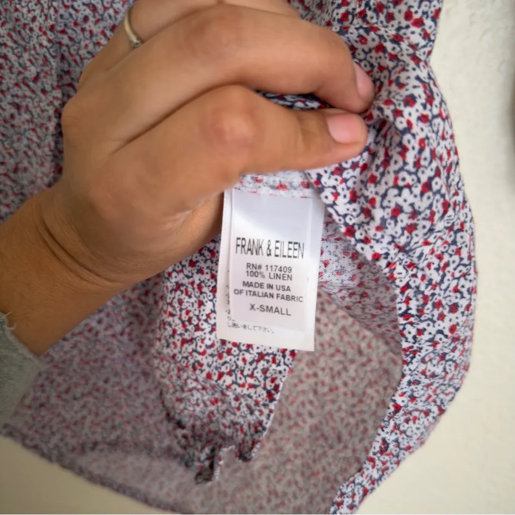 Frank And Eileen Mary Dress 100% Linen Floral Button Front Shirt - Image 5