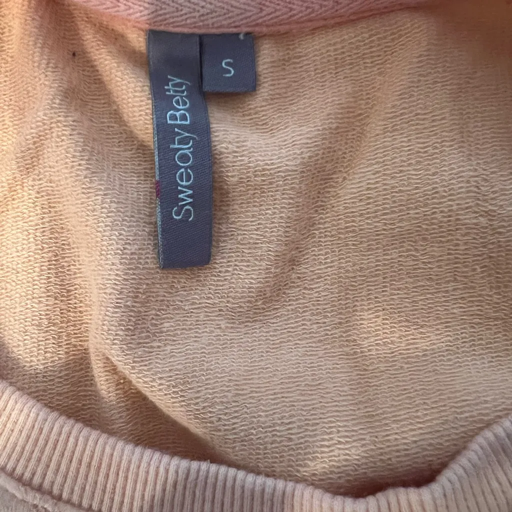 Sweaty Betty Light Orange Peach Crewneck Pullover Sweatshirt Size Small - Image 7