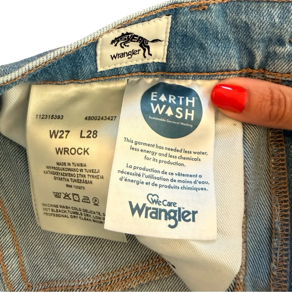 Wrangler Women’s Two Tone Patchwork Jeans Blue W27 L28 Raw Hem - Image 7