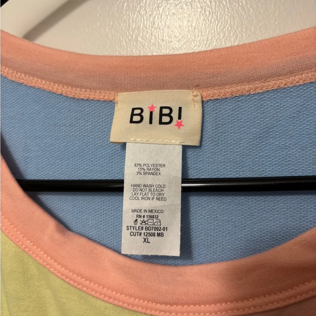 NWOT BiBi Boutique Pastel Patchwork Mini Dress size XL Orange - Image 3