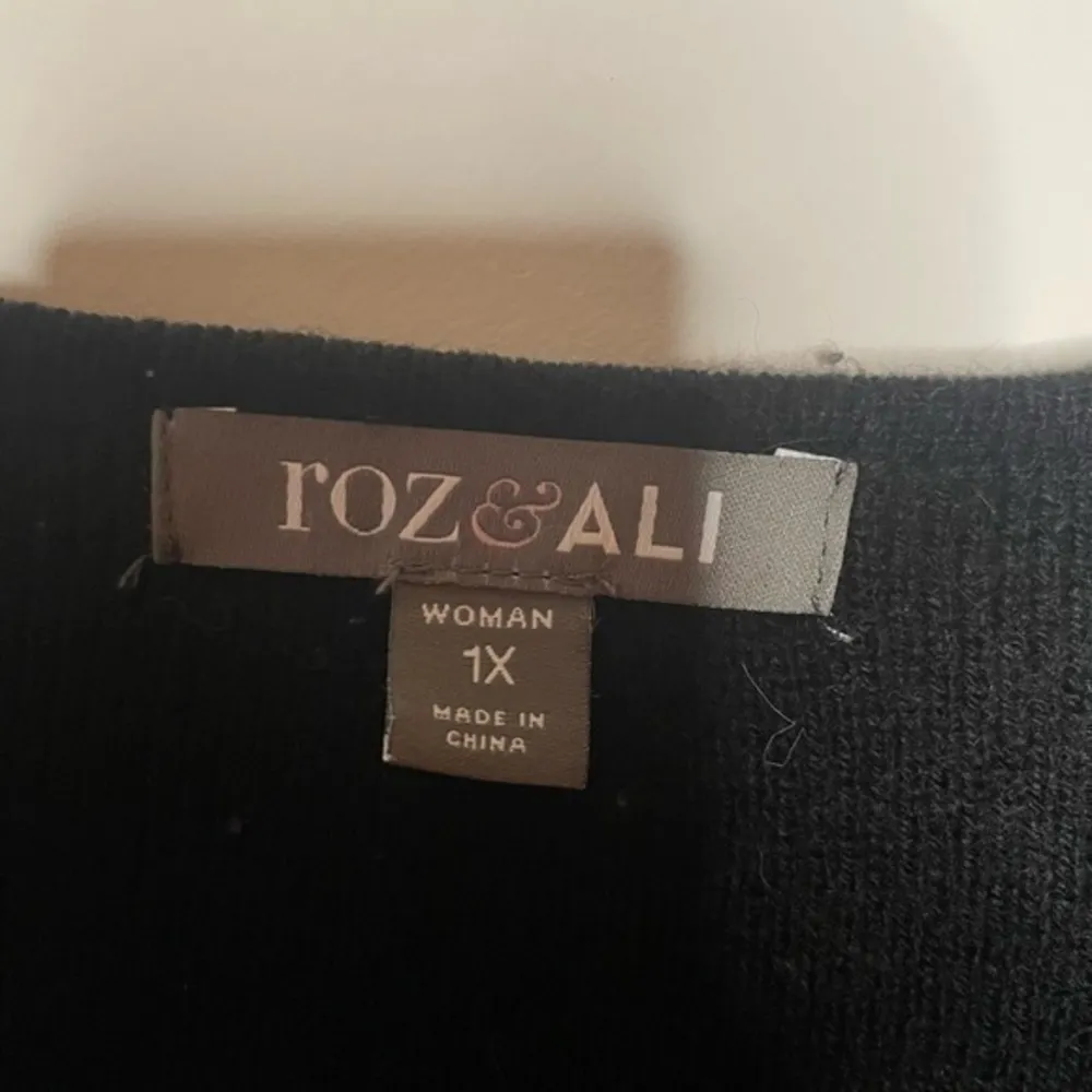 Roz & Ali Woman Black/White Scoop Neck Sweater Dress Size 1X - Image 5