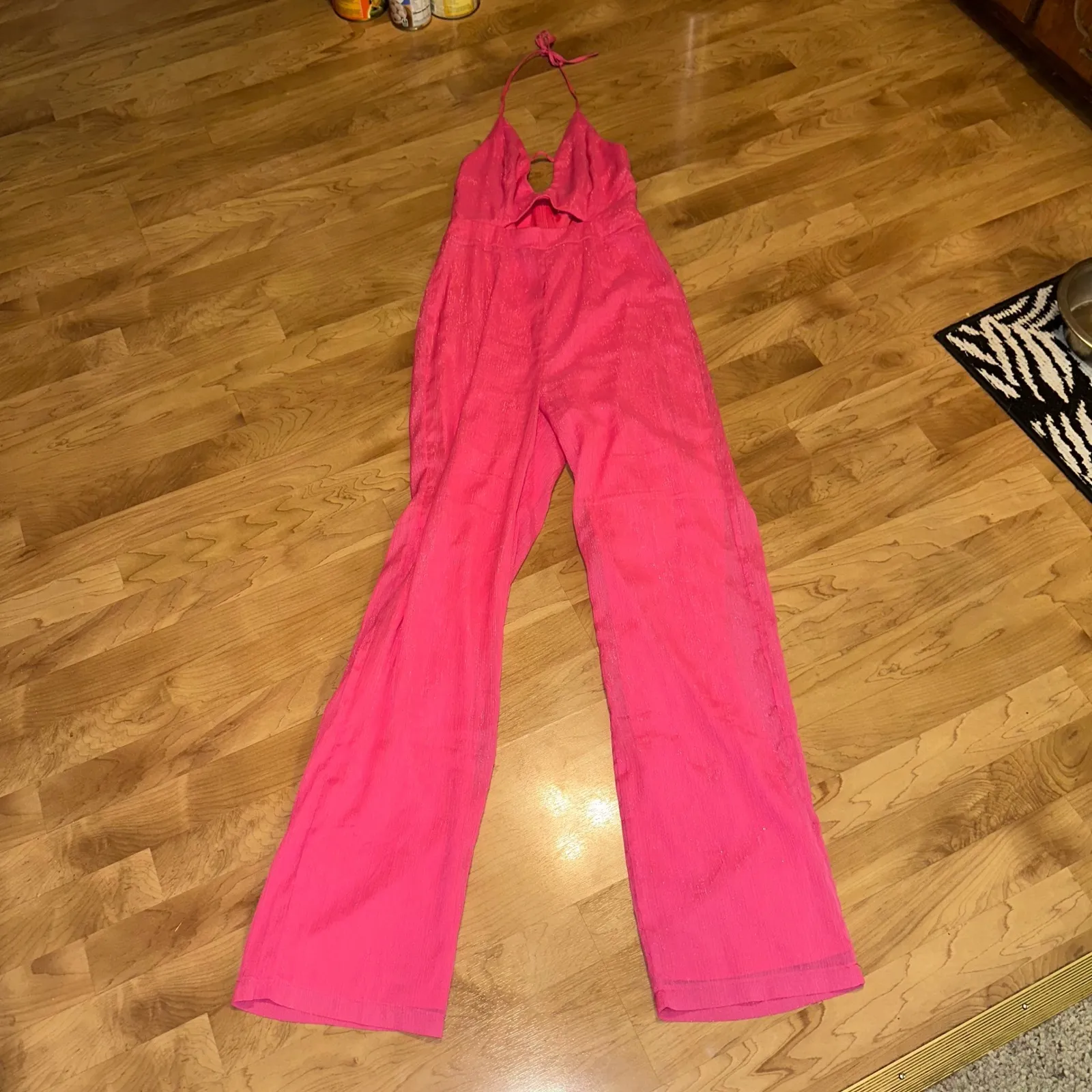 Revolve Superdown Pink‎ Halter Jumpsuit Cutout Party  Women's Size small - Image 7