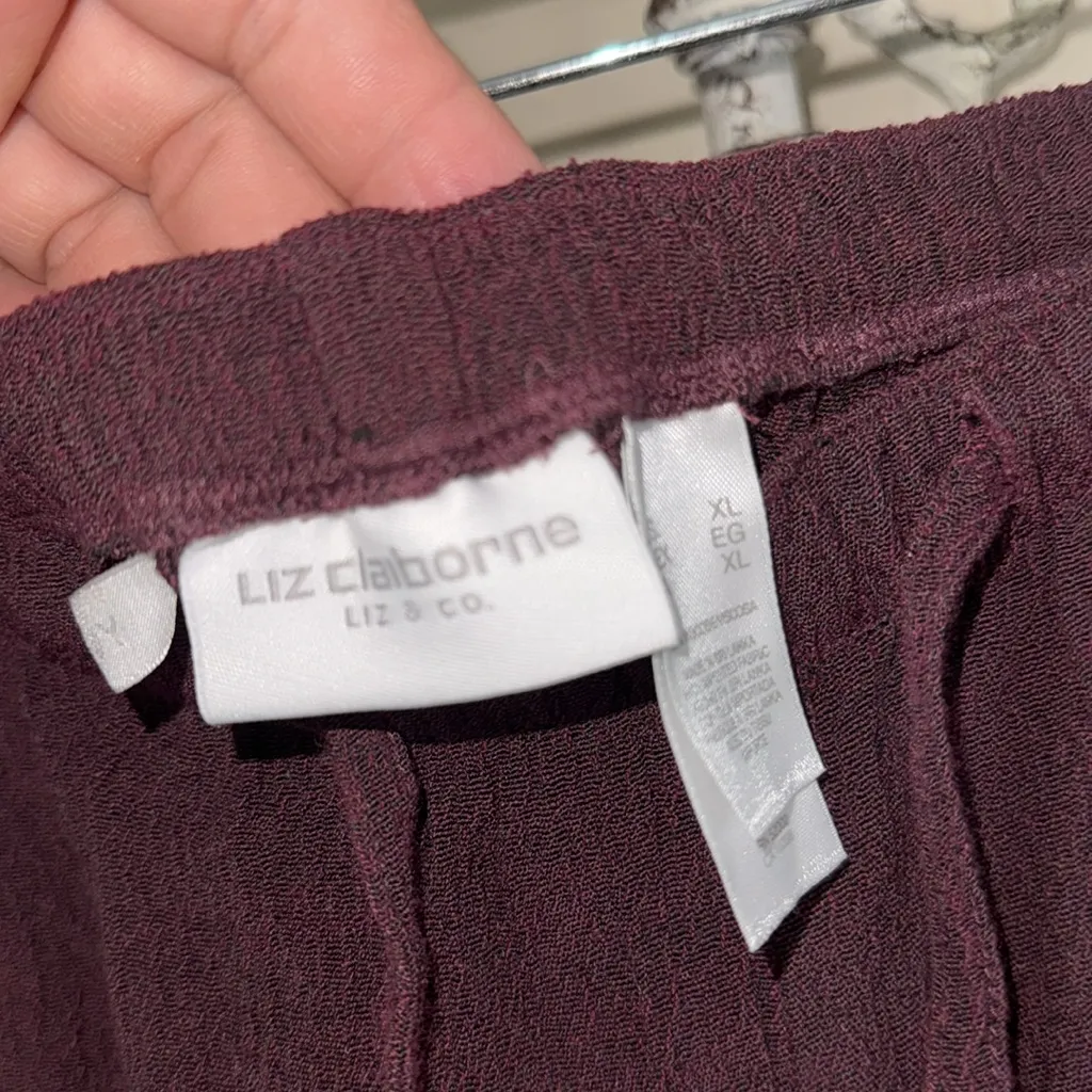 Liz Claiborne pants Purple Drawstring Livvy xl pull on - Image 3
