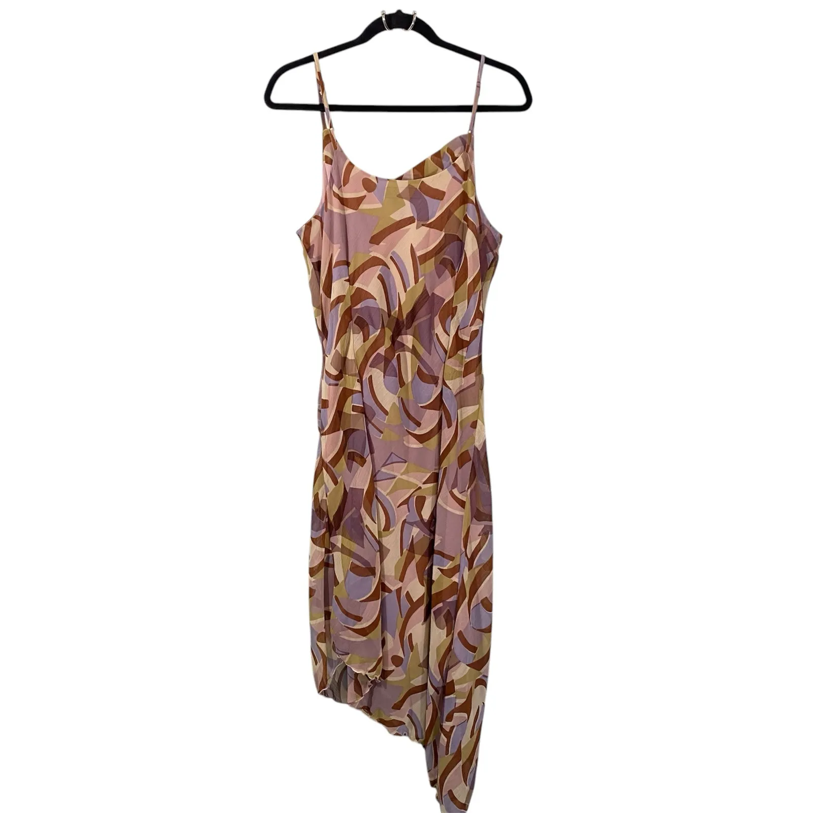 Vtg Y2K Mile Gabrielle Geometric Print Sequins Asymmetric Hem Dress Size 12 NWT - Image 9