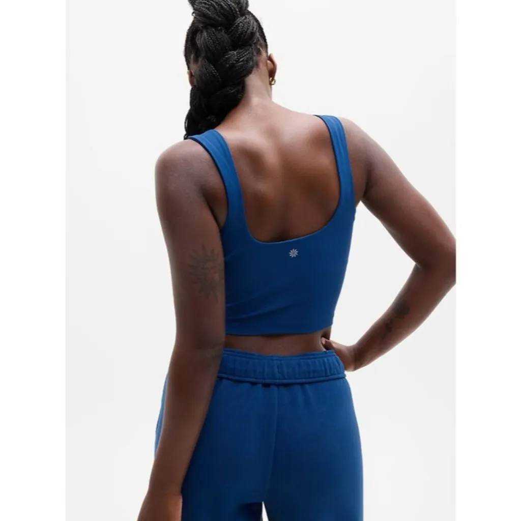 Athleta M Transcend Square Neck Crop Sports Bra Medium D-DD Maritime Blue - Image 2
