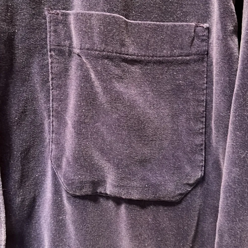 Northcrest Navy blue velour button down shirt Size large - Image 5