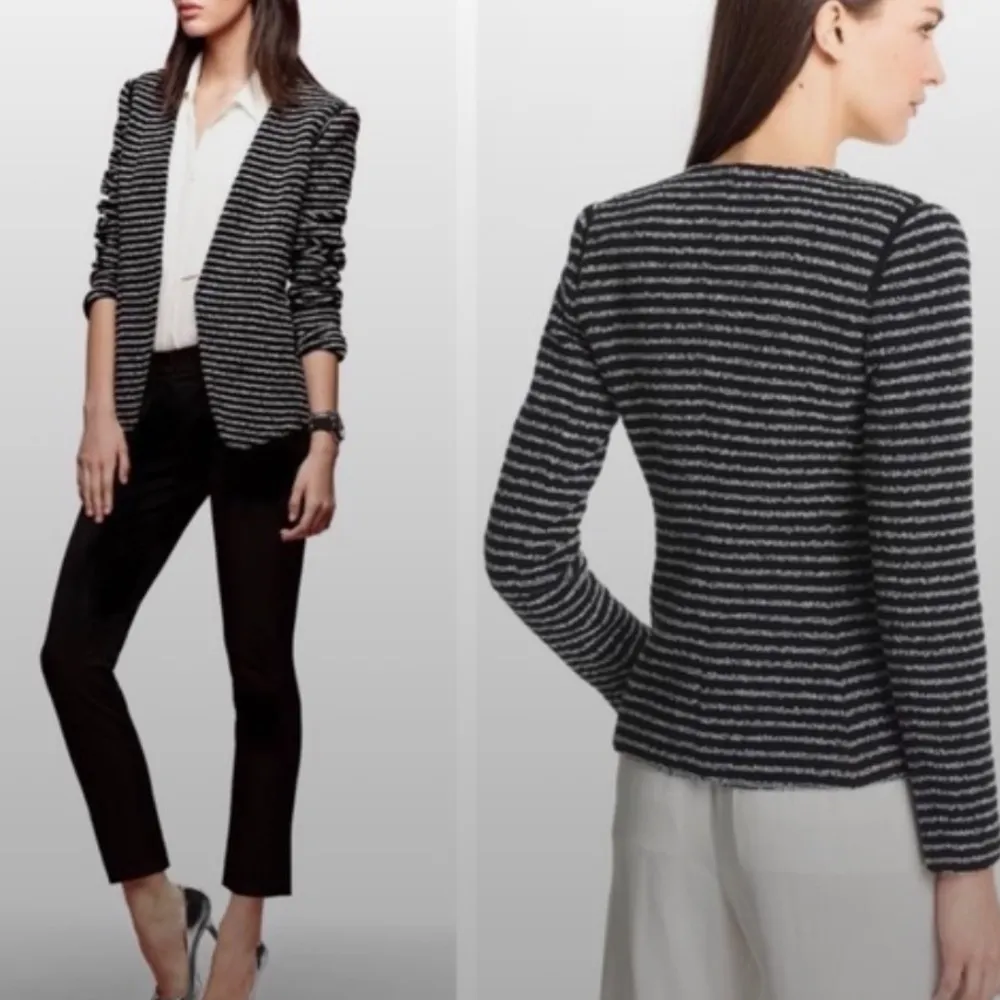 Theory Revolve Purposeful Stripe Yaisa Z Jacket Blazer Black White - Image 2