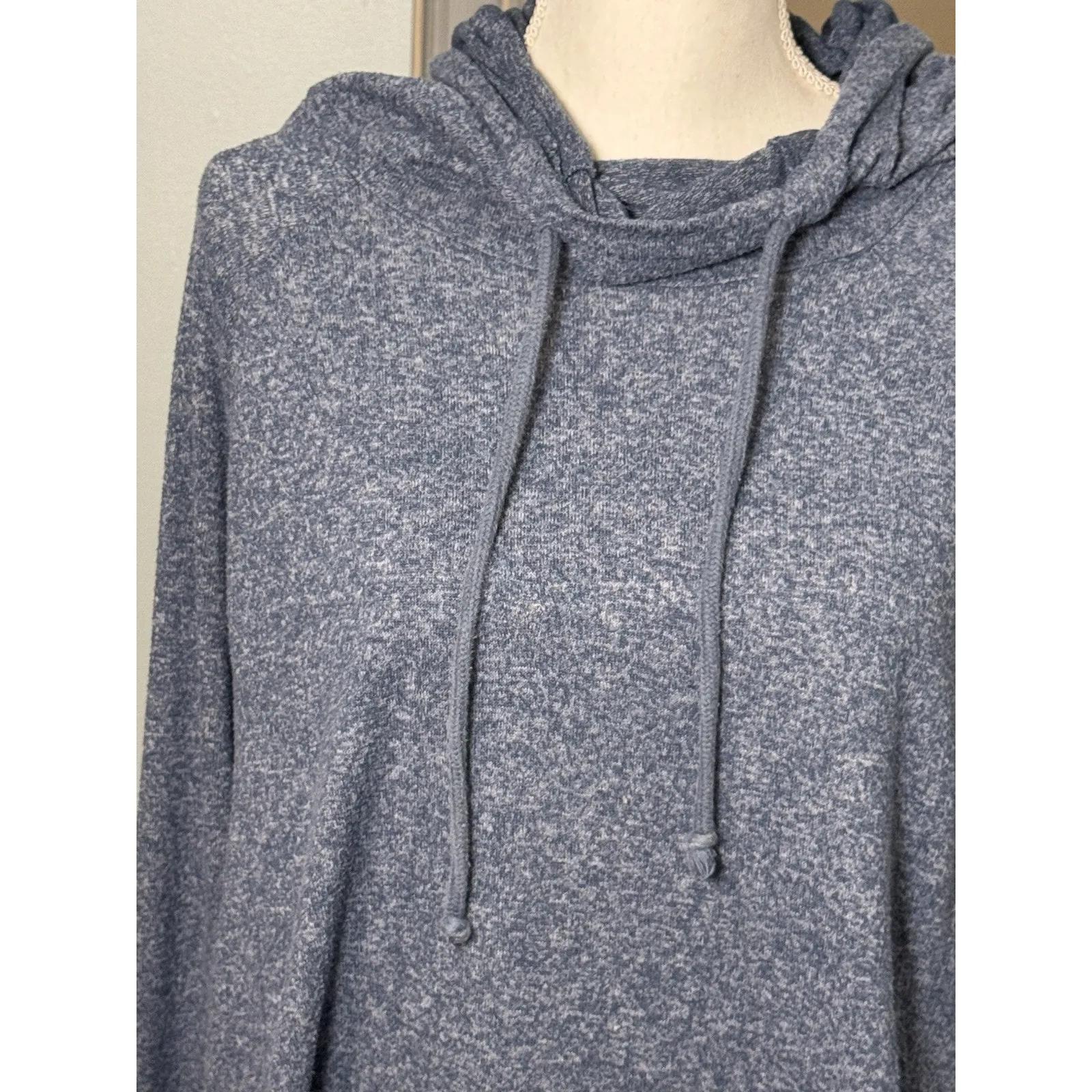 Mossimo Blue Heathered Pullover Hoodie, Rayon/polyester/spandex, Stretchy, XXL - Image 2