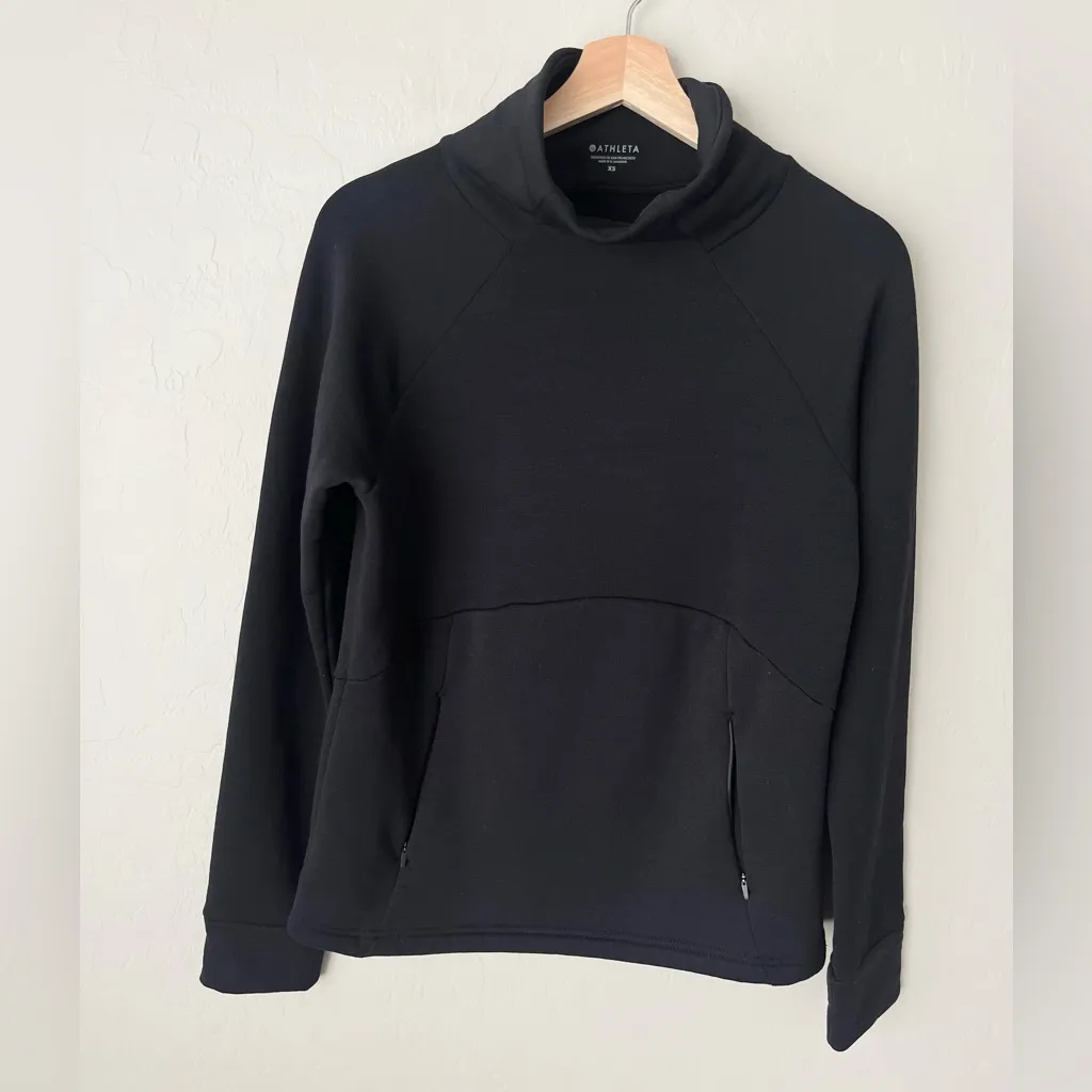 Athleta Polartech Funnel Neck fleece pullover jacket XS Black Workout - Image 5