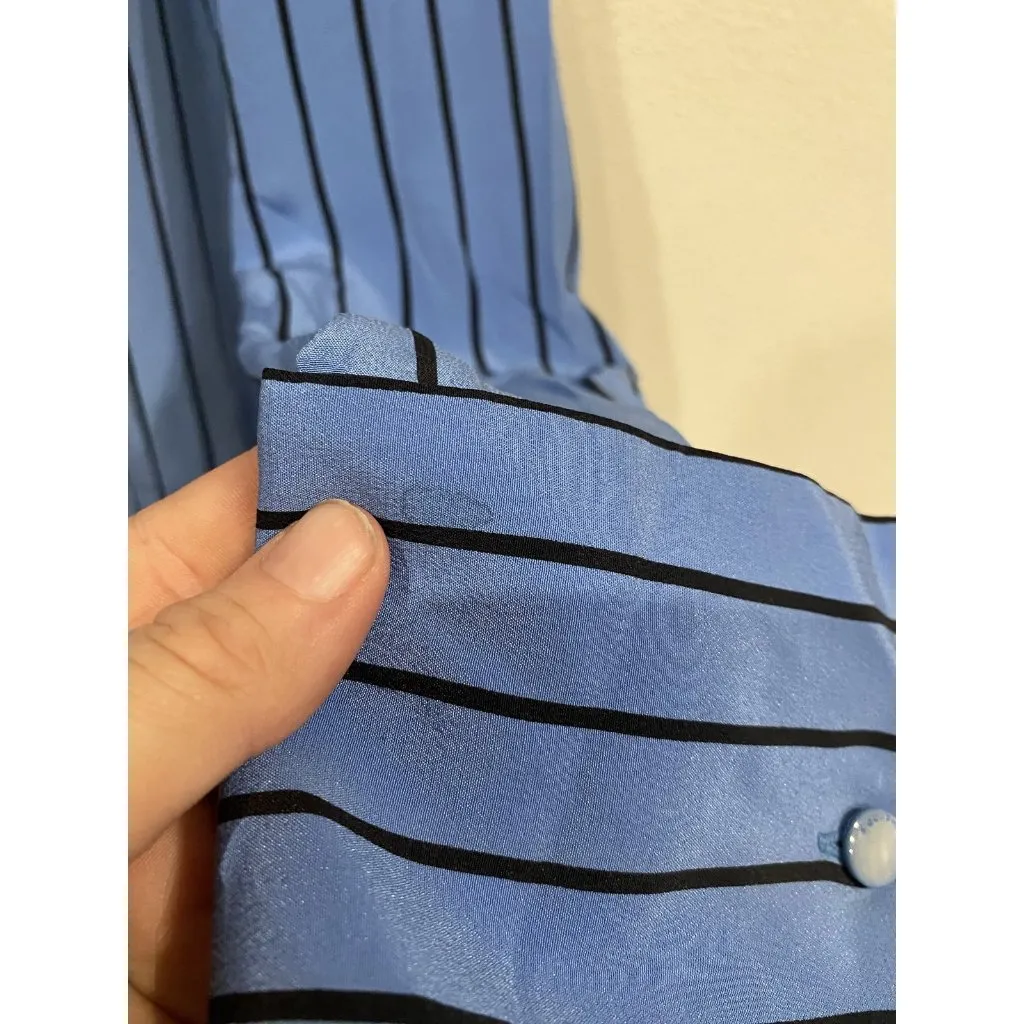 Equipment Windsor Shirt Womens Small Blue Striped Silk Long Sleeve Blouse Top - Image 4