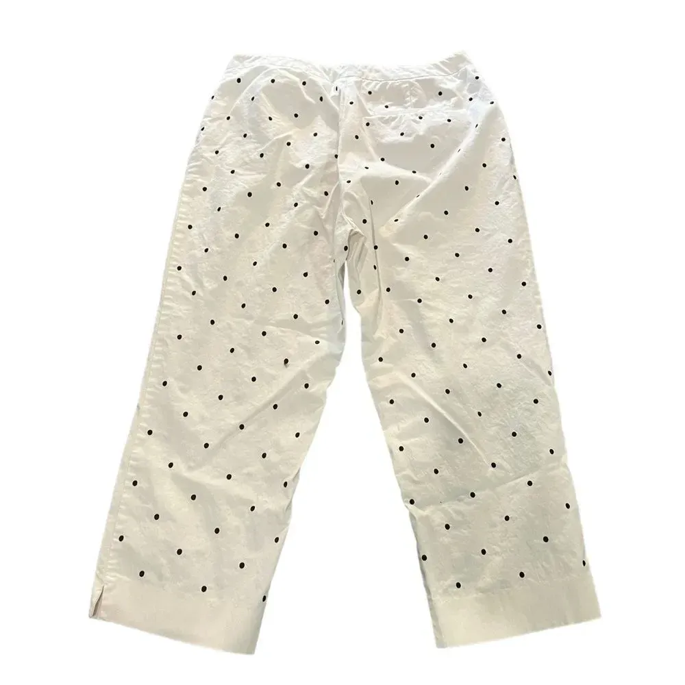 EP Pro Pants Women's 10 White Capri Golf Stretch Embroidered Polka Dot Pants - Image 4