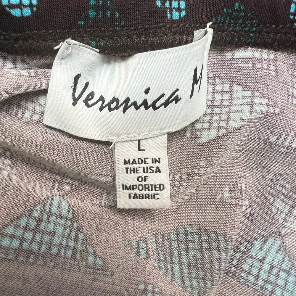 Vtg Veronica M Geometric Print‎ Long Sleeveless Maxi Dress Boho Beach - Image 7