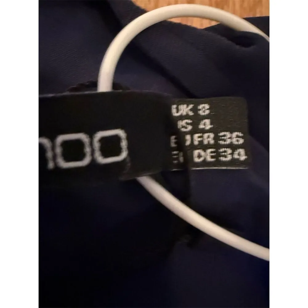 Boohoo Tall Women's Maxi Dress Size 4 Navy Blue Tiered Sleeve Formal - Image 11