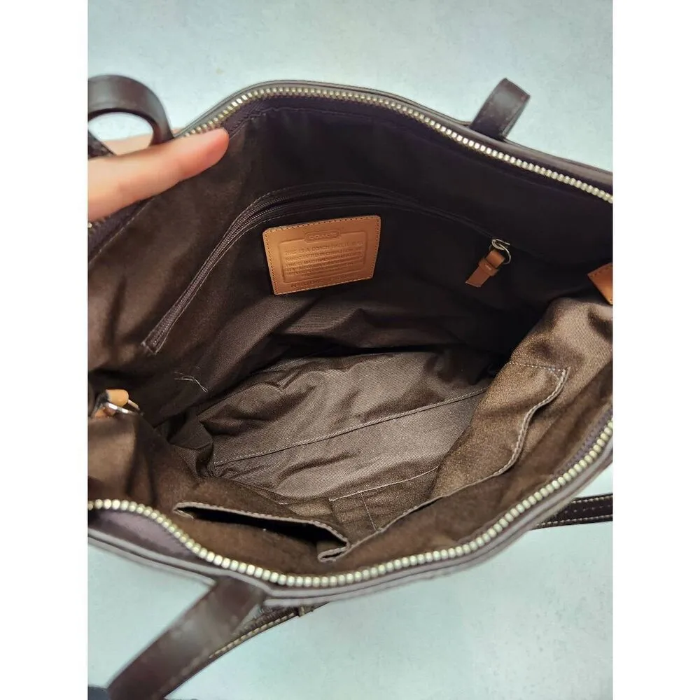 Coach Signature Tote Handbag Tan Brown - Image 3