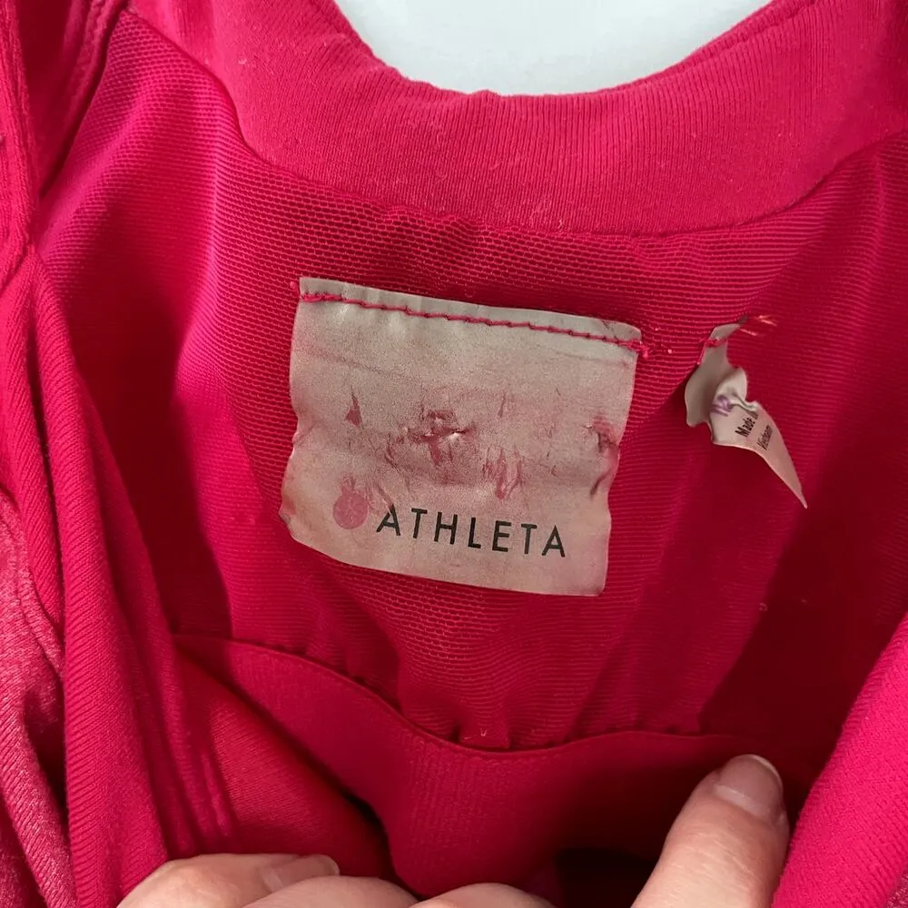 Athleta hot pink racerback tank top workout built in bra women's M barbiecore - Image 3