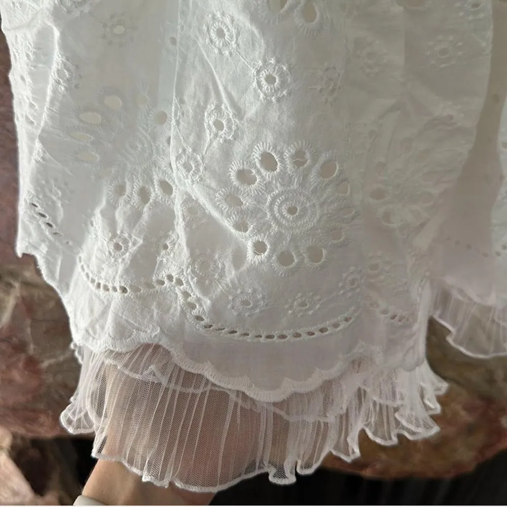 Commense Cotton Embroidered Halter Dress size xs White - Image 4