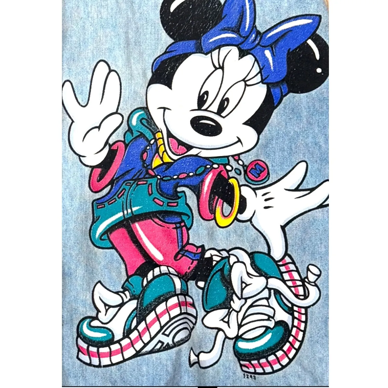 Vintage 90s Mickey Unlimited Minnie Mouse Sleeveless Denim Shirt Size L USA Made Blue Size L - Image 3