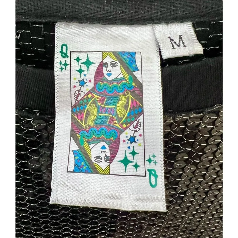 Queen of Sparkles black sequin puff sleeve rainbow paillette dress Size M - Image 3