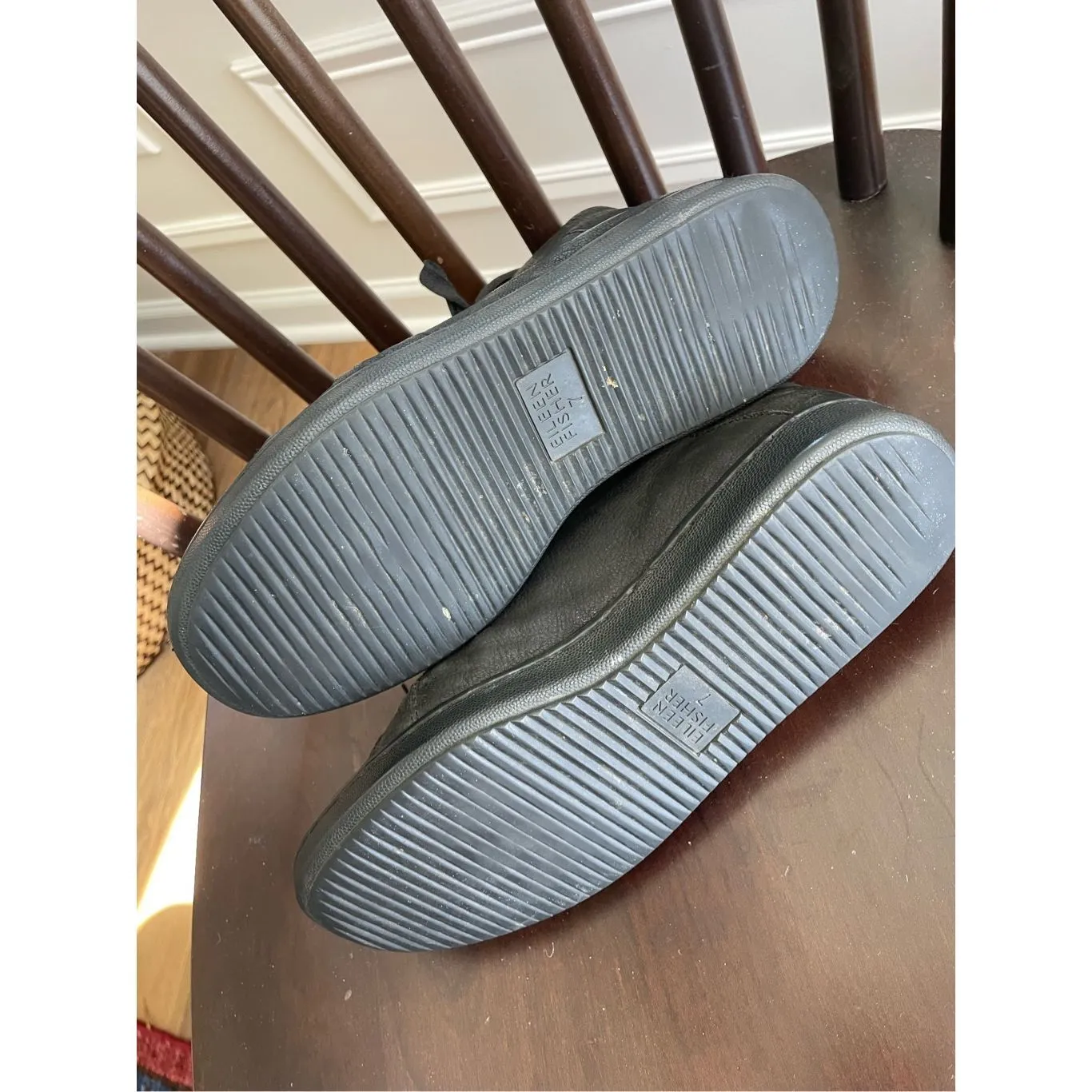 Eileen Fisher Game 2 Black Tumbled Nubuck Leather High Top Sneaker 7 - Image 6