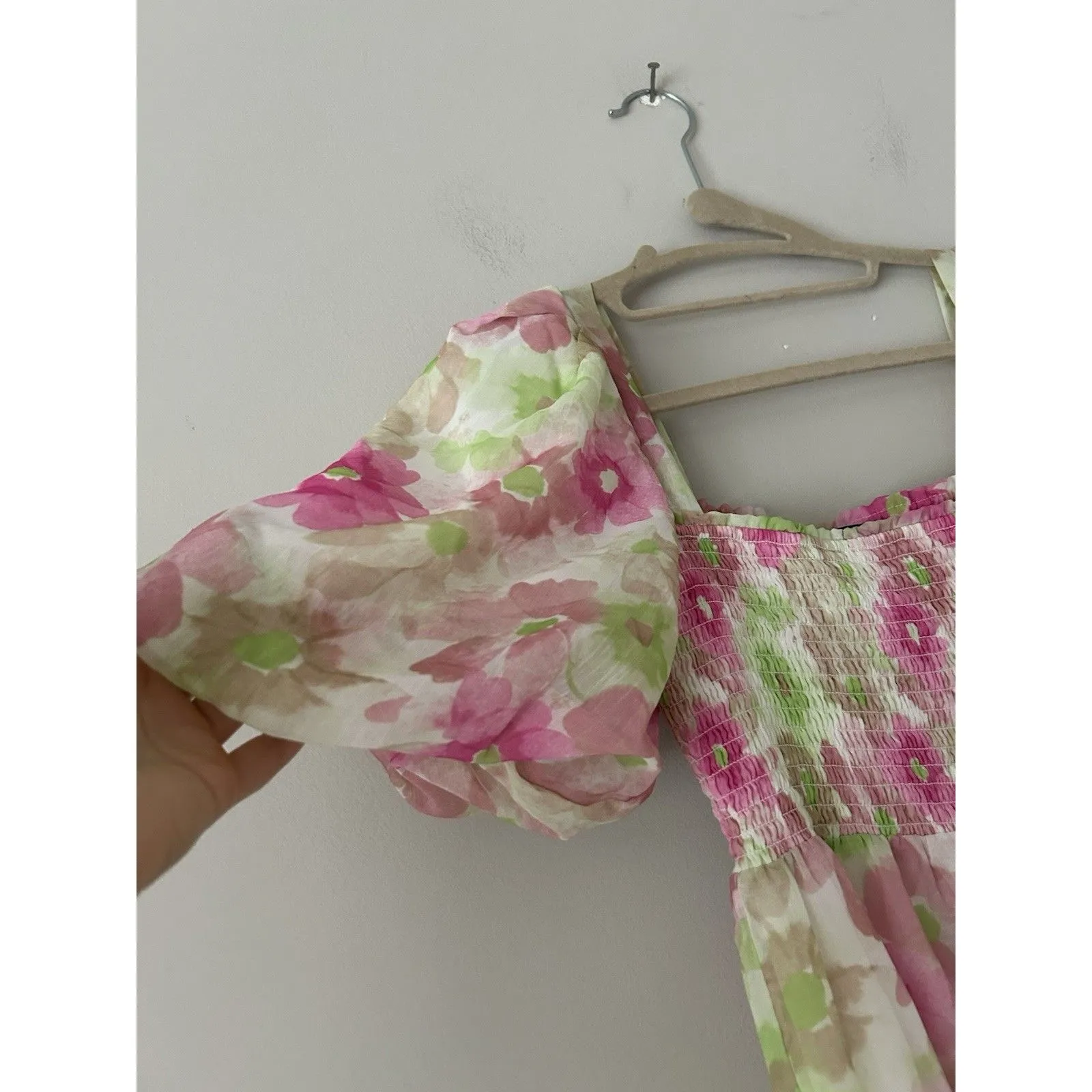 Reset By Jane Josie Dress Floral Babydoll Mini Dress Size Small Whimsical Fairy Pink - Image 6