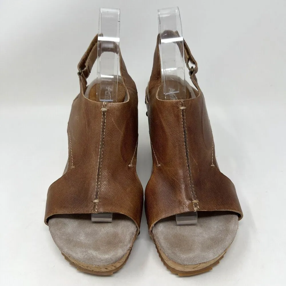 Antelope Hi Brush 724 Slingback Brown Leather Wedge Sandals H724 EU‎ 40 9-9.5 - Image 4