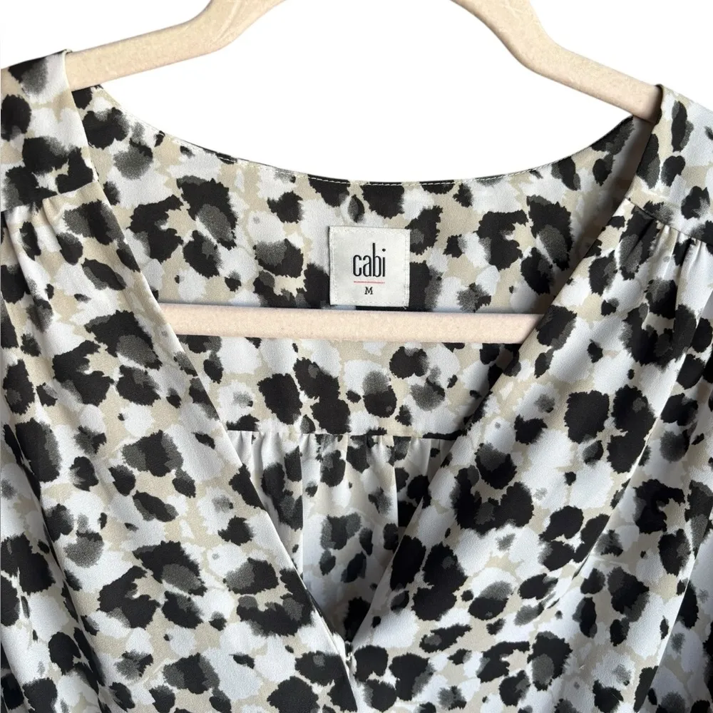 Cabi Rosette Blouse #5898 Wrap Peplum Top
Leopard Print - Image 7