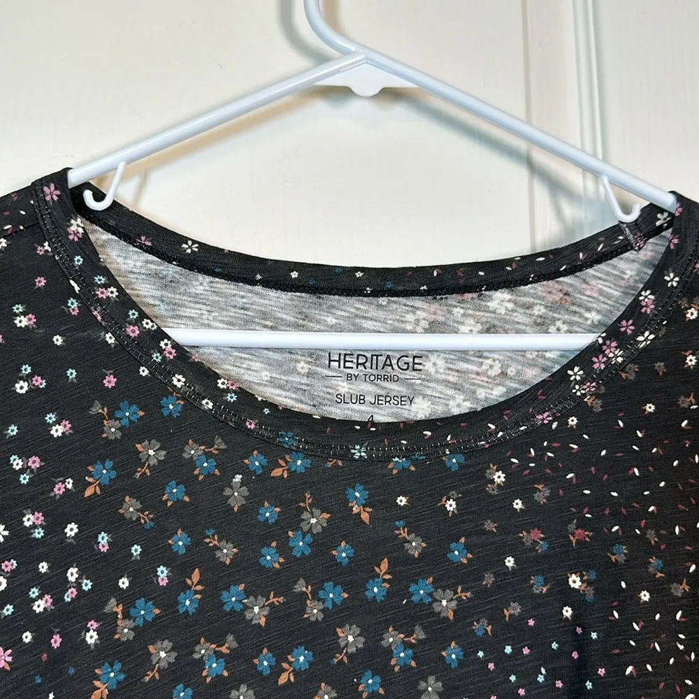 Plus Size Cotton Slub Jersey Crew Neck Tulip Sleeve Tee Shirt Flutter Sleeve 4X - Image 3