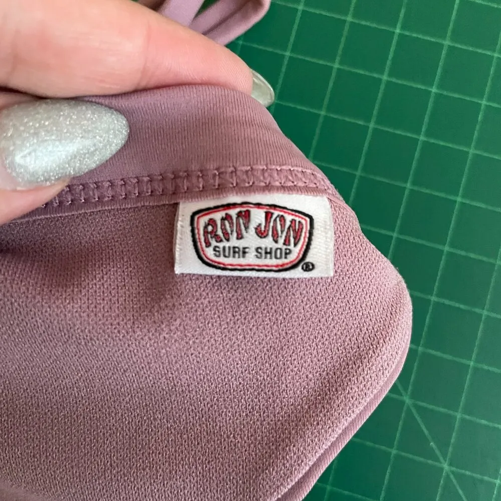 Ron Jon Surf Shop Women M Mauve Pink Bikini Top Crochet High Neckline Crisscross - Image 7