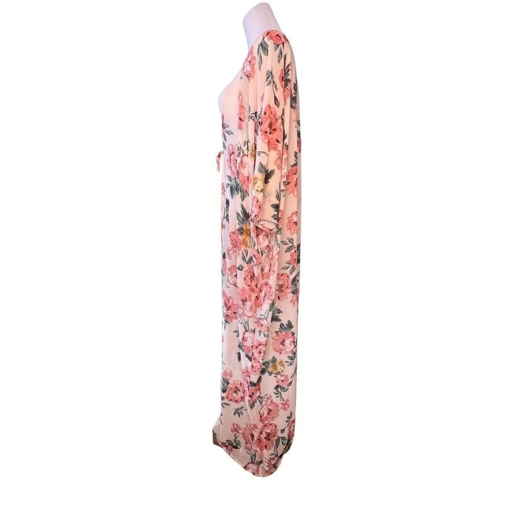 BigHit Fashion Oversized‎ Sheer Kimono Robe Pink Floral Small NWT - Image 2