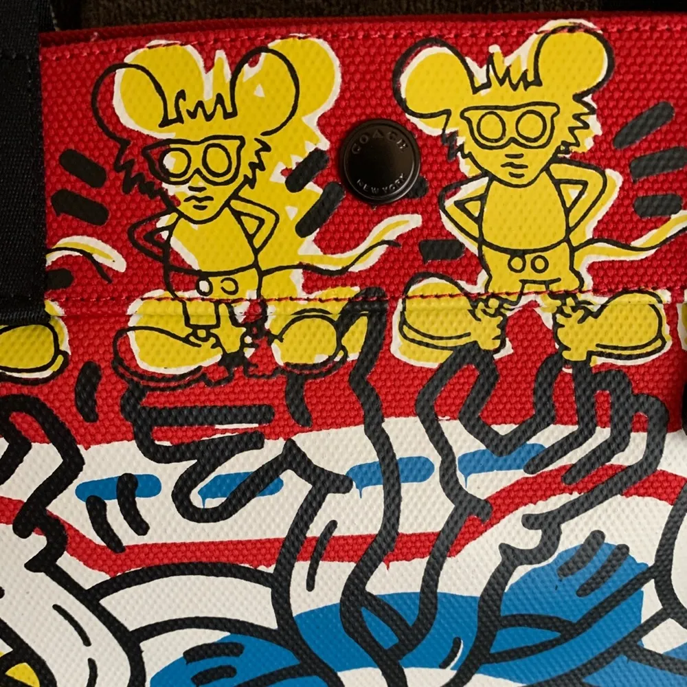 Authentic  MICKEY L.Edition coated canvas /Leather large snap top tote - Image 3