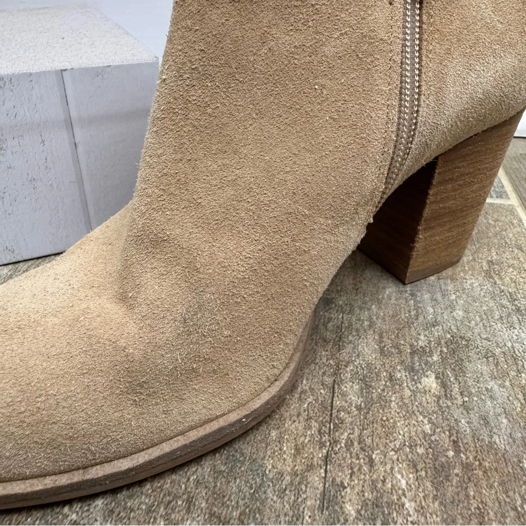 Alex‎ Marie Gleneva Nubuck Chelsea Block Heel Booties Brown/Tan Zip Up Size 9 - Image 12