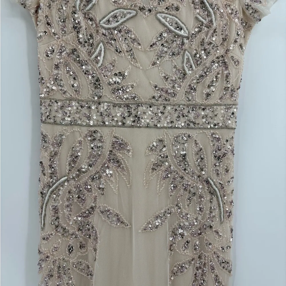 adrianna papell Embellished Mesh Sequin Cocktail wedding Formal Gown dress 2 NWT - Image 4