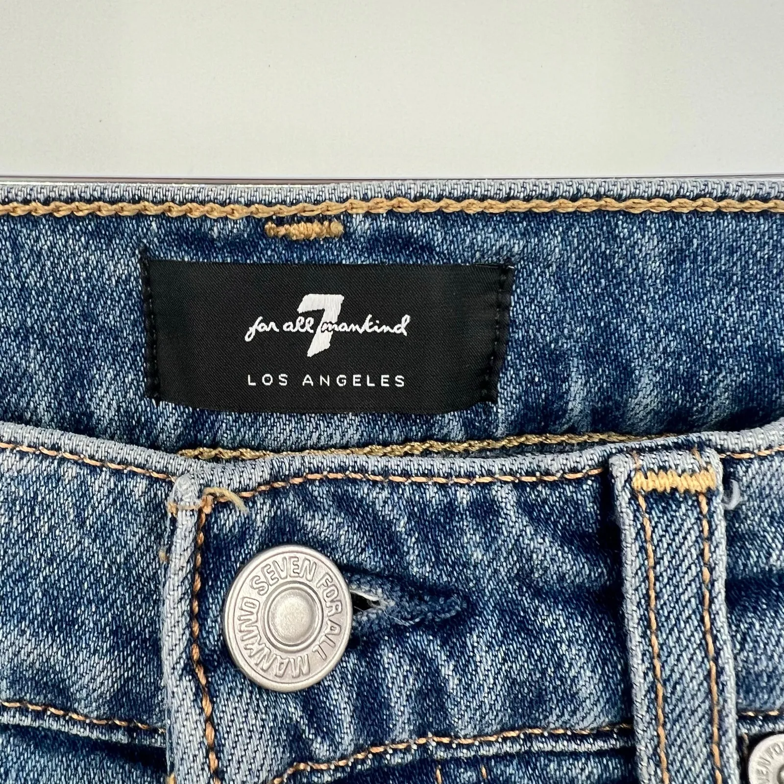 7 For All Mankind 7FAM high waist cropped straight raw hem blue jeans size 27 /4 - Image 8