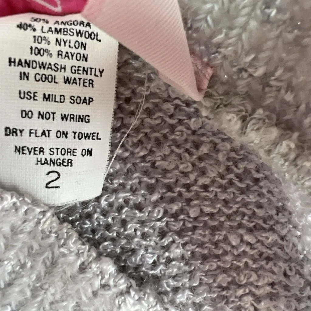 Vtg Sz 2 Small French Rags Hand Loomed Gray Knit Sweater Skirt Set Wool Angora - Image 7