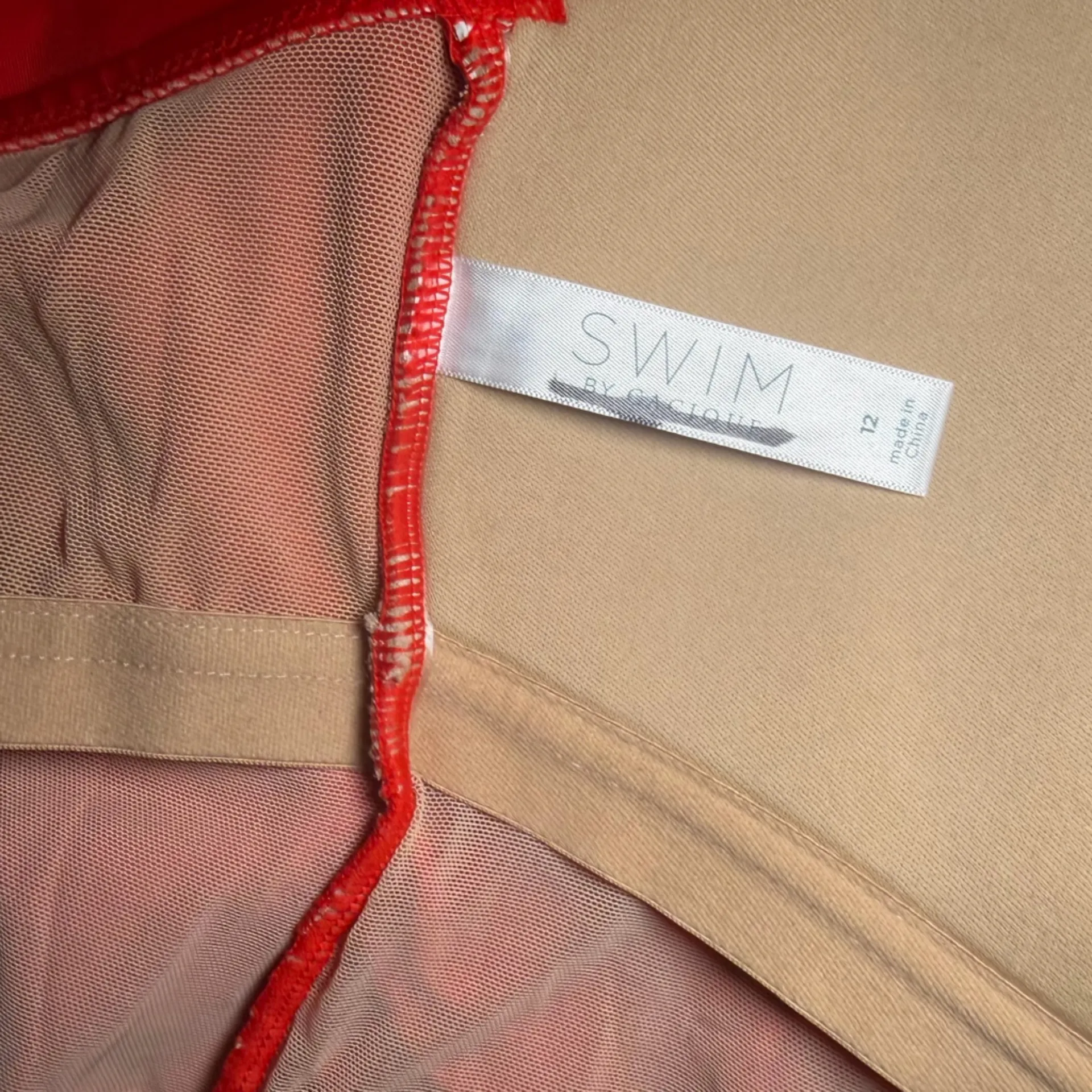 Cacique Red One Piece Swim Suit Size 12 grommet lace-up no wire - Image 10