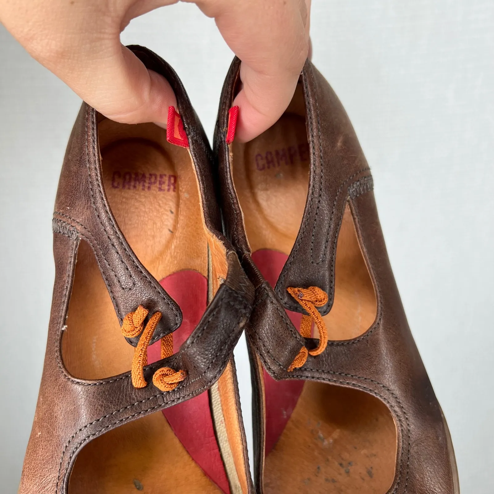 Camper Brown Leather Mary Jane Heels Shoes EU 37‎ Unique Style Casual Size 7 - Image 5