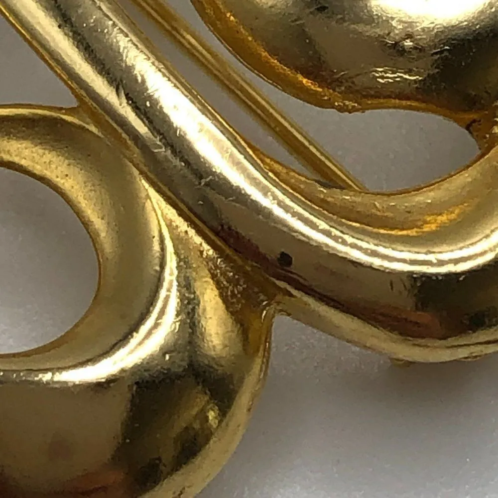 Vintage Monet Gold Tone Brooch Modernist Abstract Swirl Scroll Style - Image 3