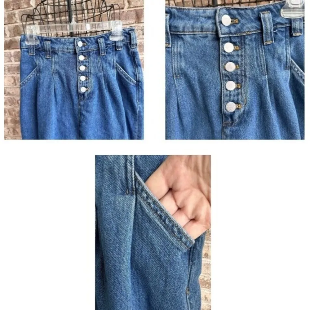 Anthropologie Pilcro Blue Jean Skirt Size 4 Front Button Pleaded Pockets… - Image 3