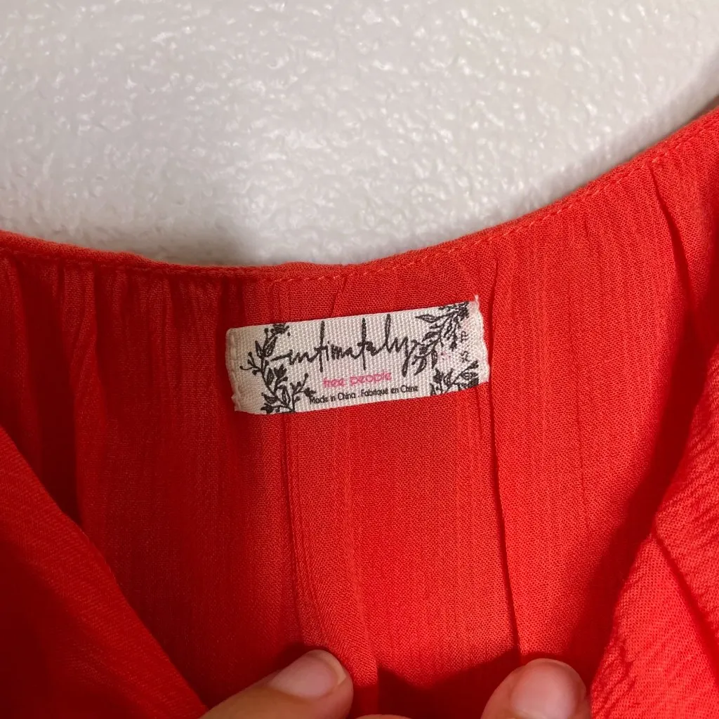 Free People Cascades Ruffle Cami Size XS Coral Red Orange Flowy - Image 6