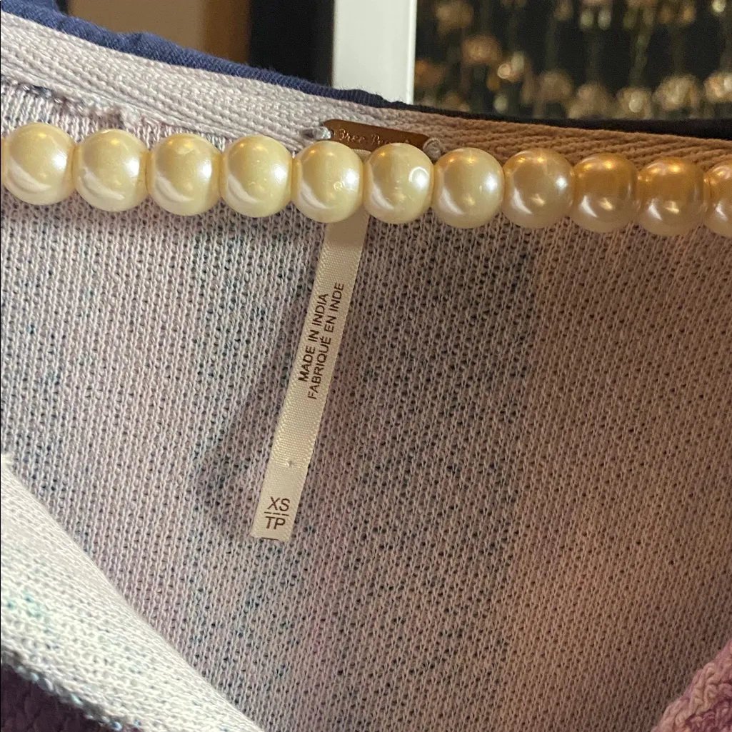 Free People Baja Sweatshirt Oversized V Neck Striped Printed Hoodie Tunic - Image 5